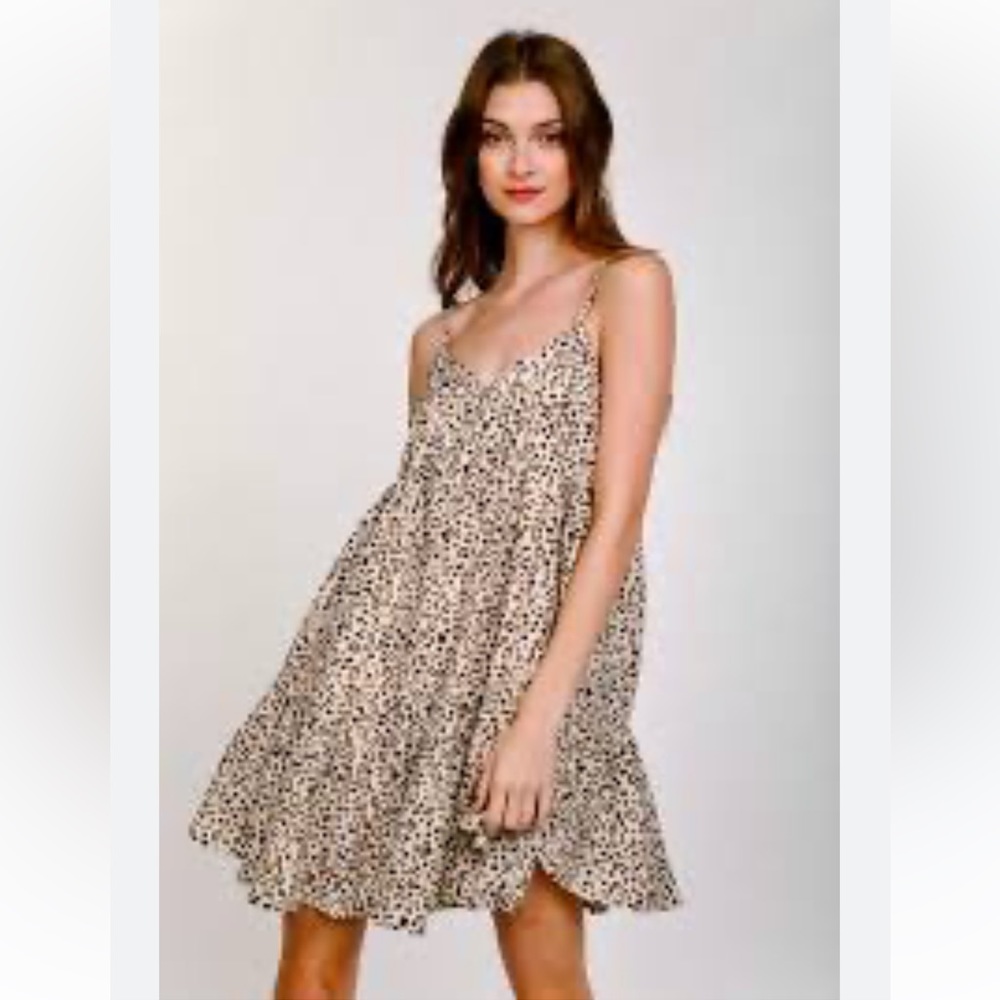 Kate Landry Leopard Print Spaghetti Strap Dress. Size M